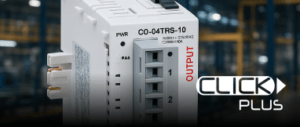PLCs compactos Click Plus con entradas y salidas integradas, ideales para tareas de automatización y monitoreo industrial.