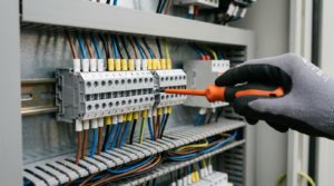 bloques de terminales y de distribución, y fuentes de 24 VCD